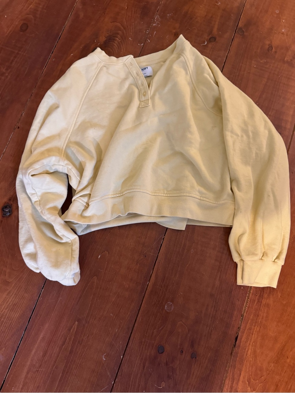 Old Navy Pale Yellow Henley Pullover Sweater